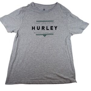 Hurley T-Shirt Mens Large Gray Surf and Enjoy Graphic Tee Established 1999